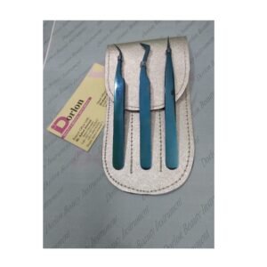 Classic & Isolation Eyelash Tweezers Set With Silver Pouch