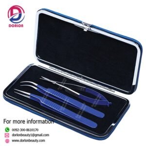 Blue Colored Eyelash Extension Tweezers Set